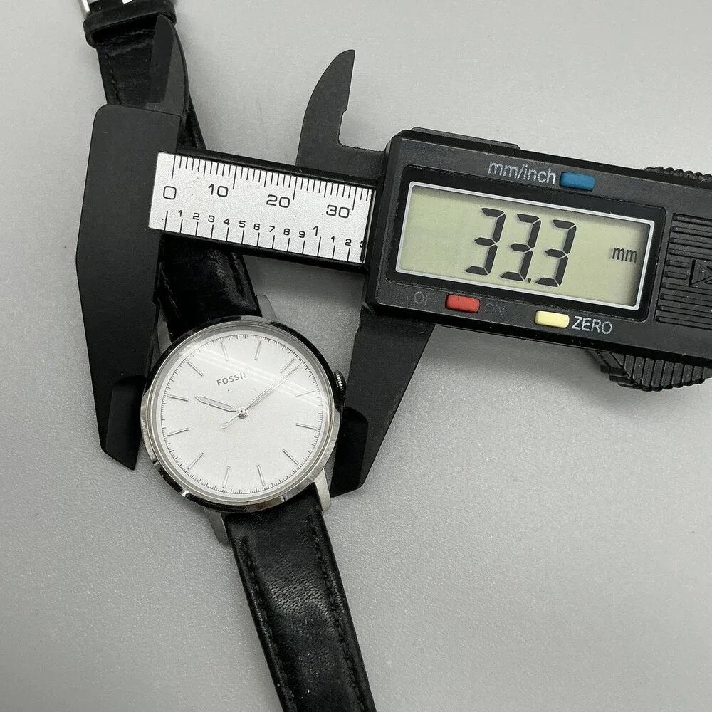 Fossil ES4186 Neely Womens Watch 33mm Silver Tone Black Leather New Battery
